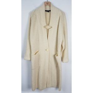 Vintage I. B. Diffusion Women's Sz. S Ivory Wool Mohair Long Cardigan Sweater
